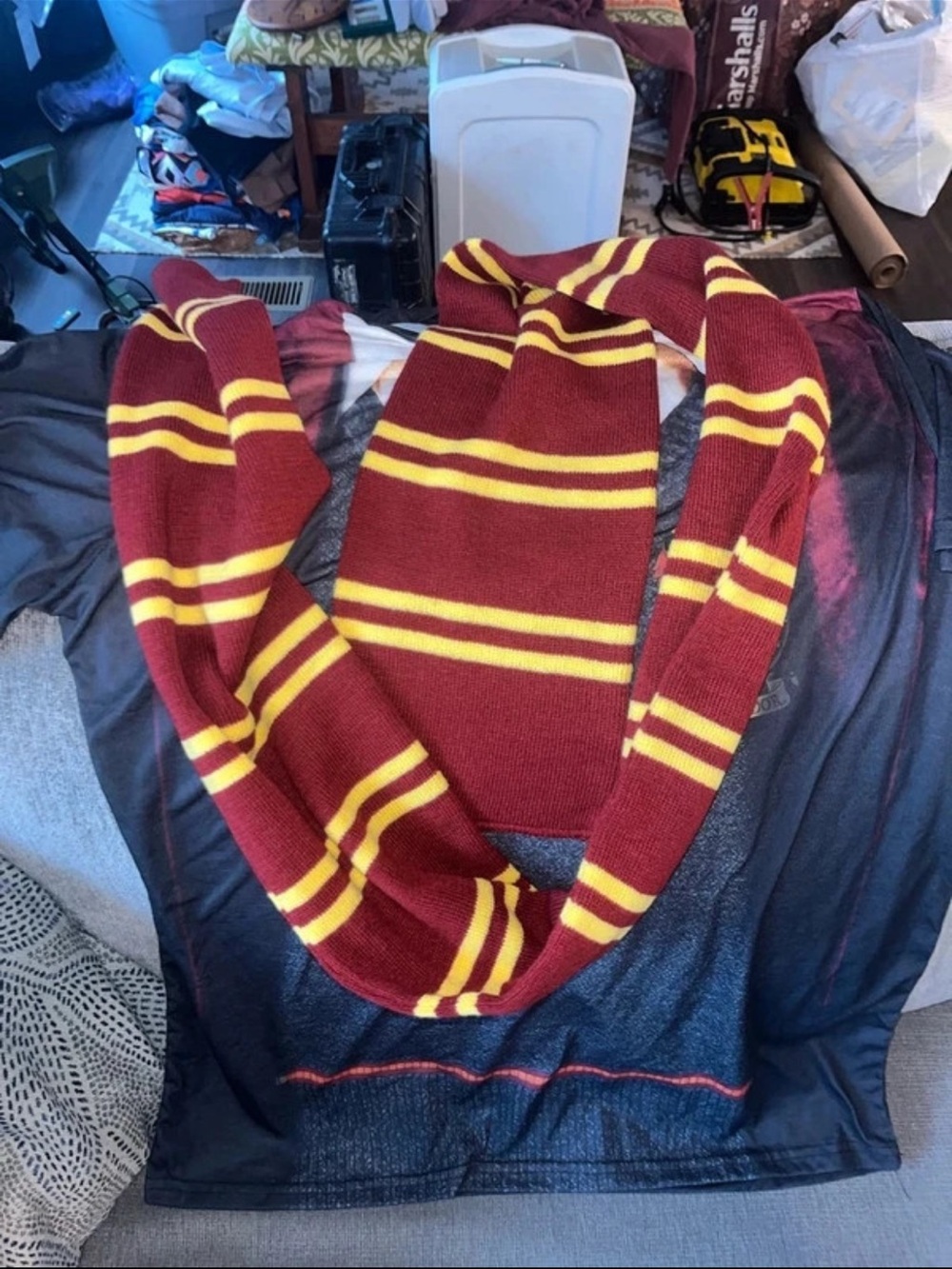 Warner Bros.  Maroon and Yellow Striped Infinity Scarf HARRY POTTER